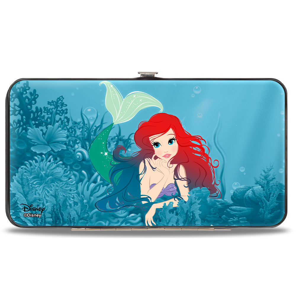 Hinged Wallet - Ariel Swimming + Resting Poses Coral Reef Blues