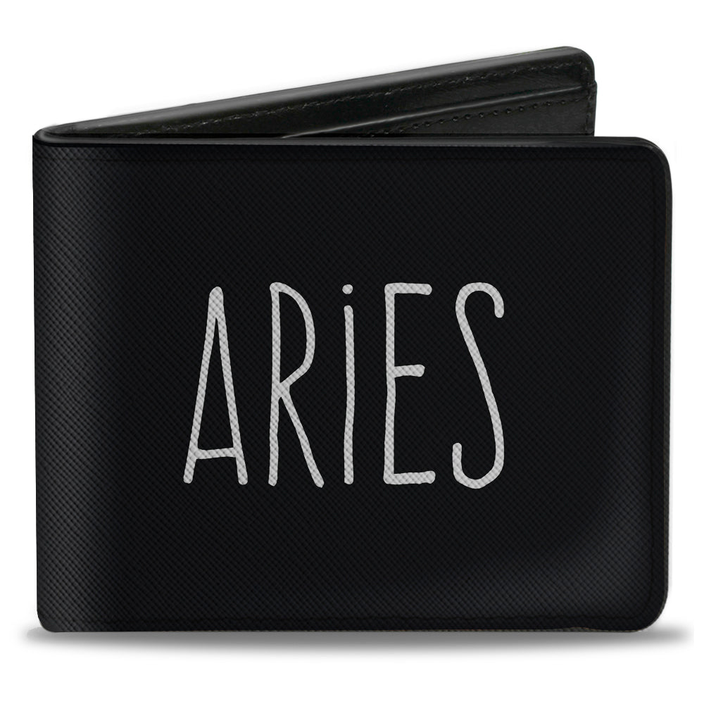 Bi-Fold Wallet - Zodiac ARIES Symbol Black White