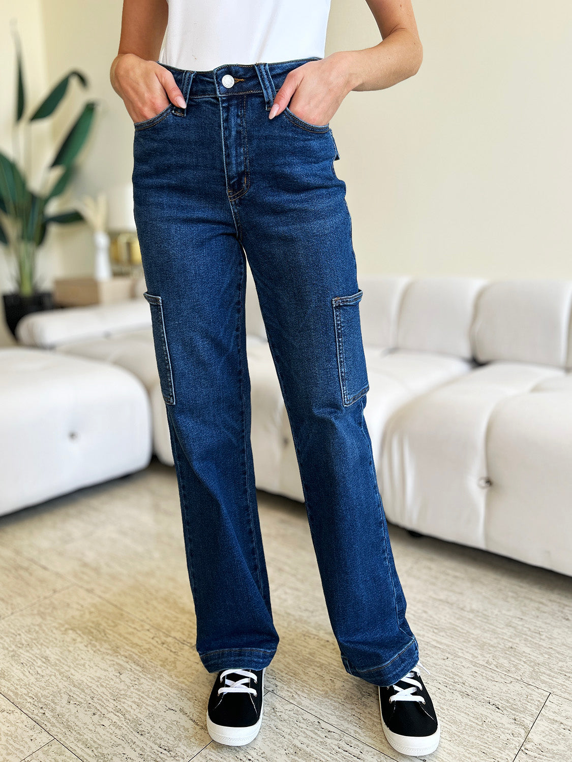 Judy Blue High Waist Straight Cargo Jeans