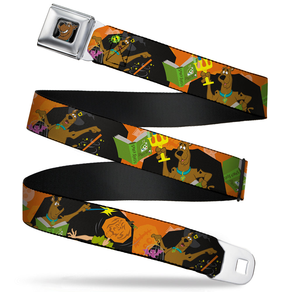 Scooby Doo Face Full Color Black Seatbelt Belt - Scooby Doo Halloween/Snack Spells Webbing