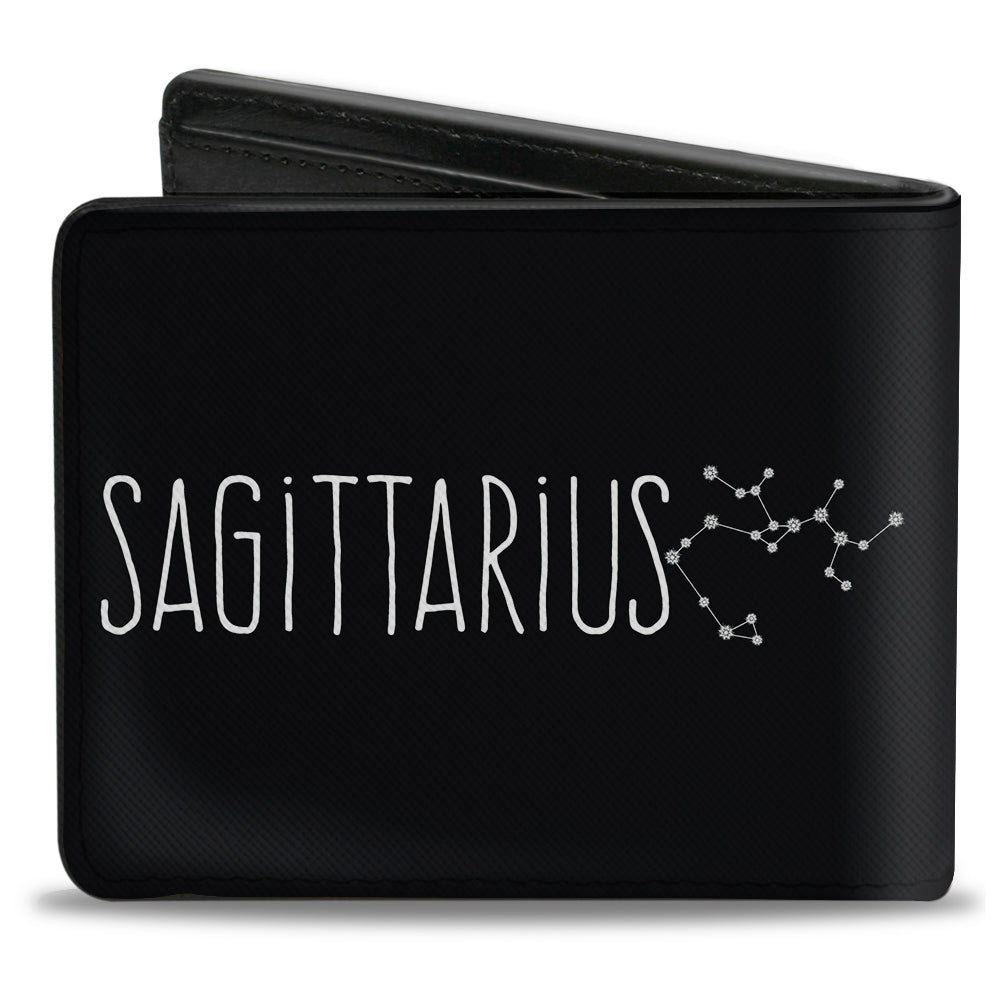 Bi-Fold Wallet - Zodiac SAGITTARIUS Constellation Black White