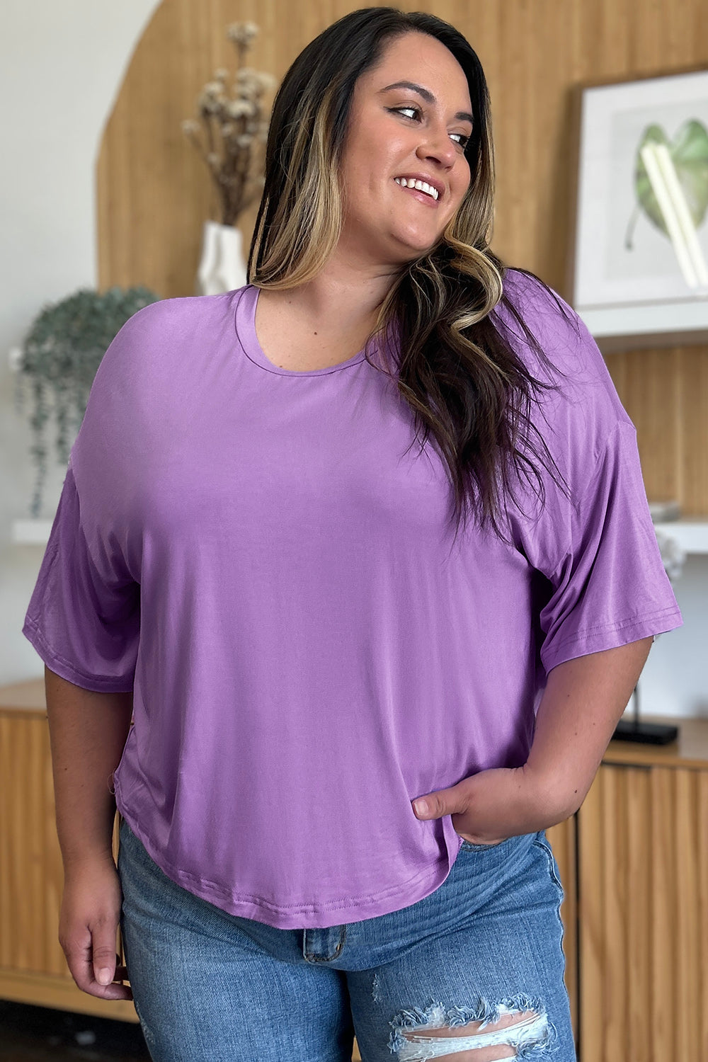 Basic Bae Bamboo Round Neck Drop Shoulder T-Shirt