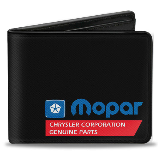 Bi-Fold Wallet - MOPAR 1985-1990 Logo-CHRYSLER CORPORATION GENUINE PARTS Black Blue Red White