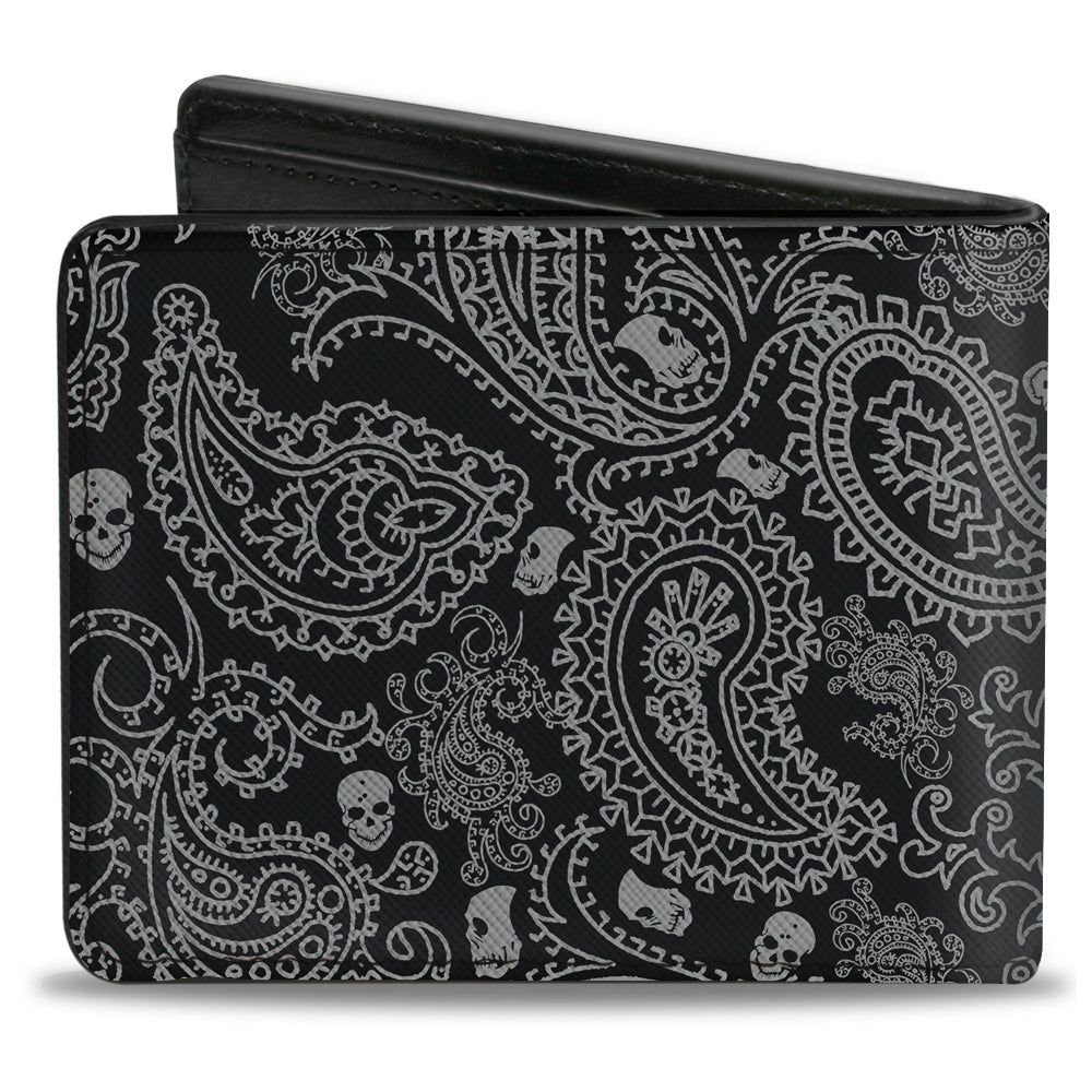 Bi-Fold Wallet - Bandana Skulls Black Silver