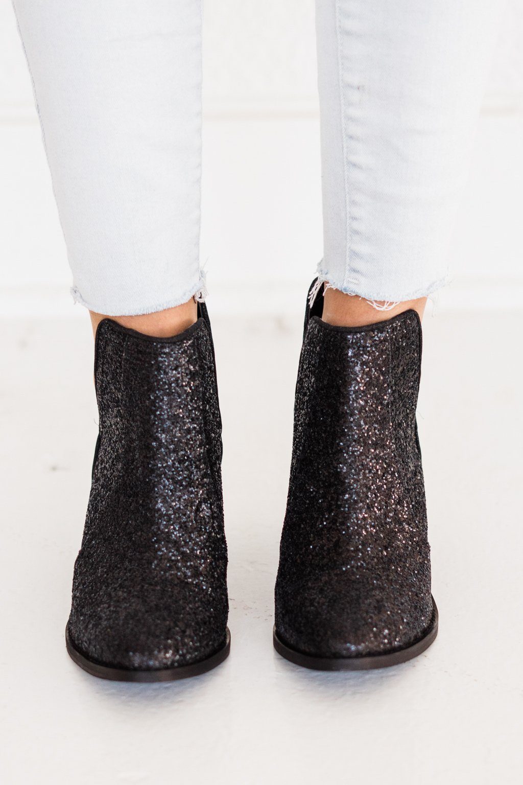 Fiera Glitter Booties in Black