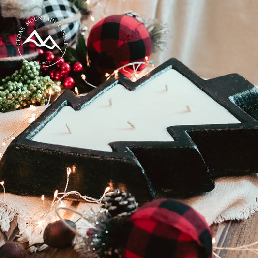 Black Pottery Tree Bowl Candle - Christmas Hearth