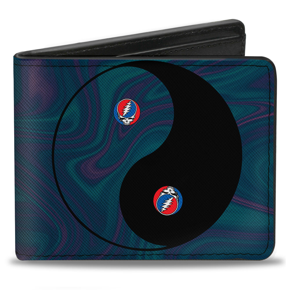 Bi-Fold Wallet - Grateful Dead Space Your Face Yin Yang Swirl Blues Purples Black