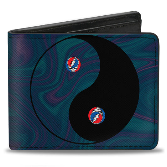 Bi-Fold Wallet - Grateful Dead Space Your Face Yin Yang Swirl Blues Purples Black