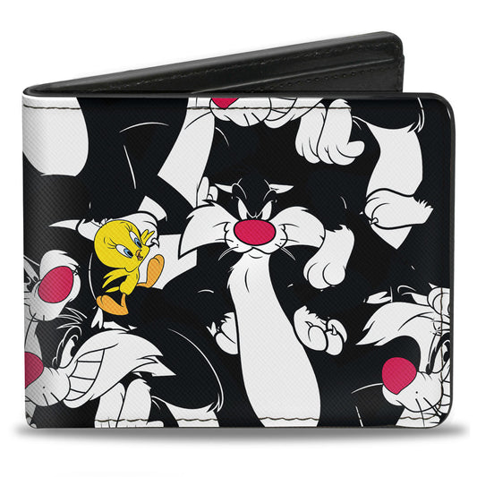 Bi-Fold Wallet - Sylvester and Tweety Poses Scattered Black