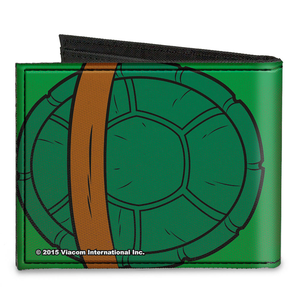 Canvas Bi-Fold Wallet - Classic TMNT Michaelangelo Turtle Shell Greens Browns