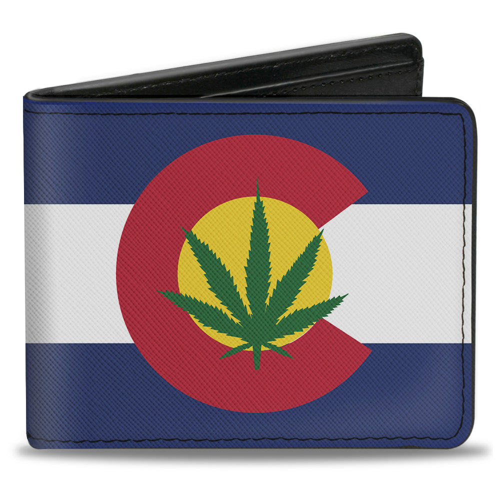 Bi-Fold Wallet - Colorado Flag Marijuana Leaf