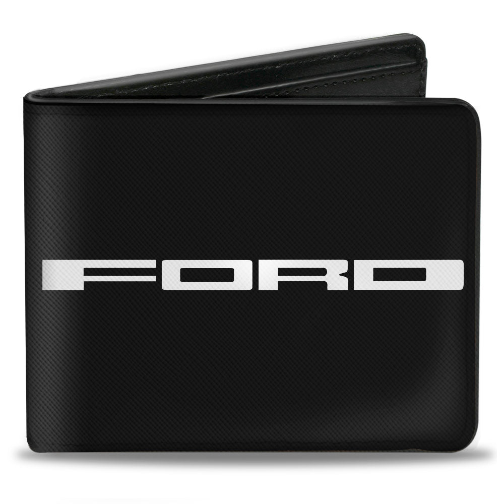 Bi-Fold Wallet - FORD Text + Americana Camo Black White Red Blue