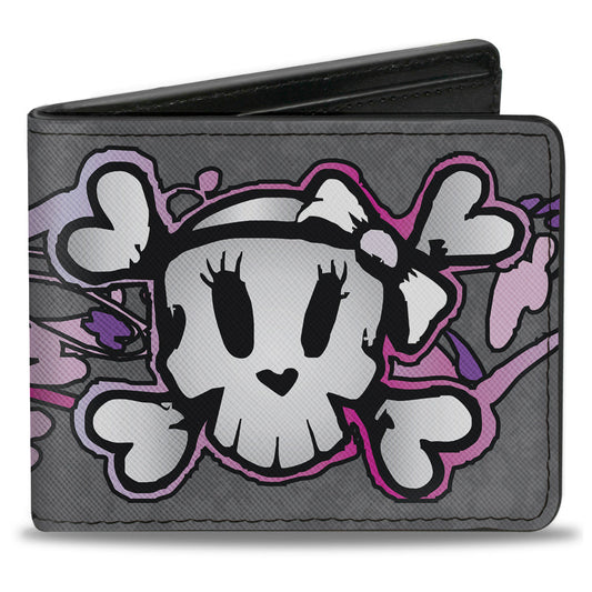 Bi-Fold Wallet - Girlie Skull Gray