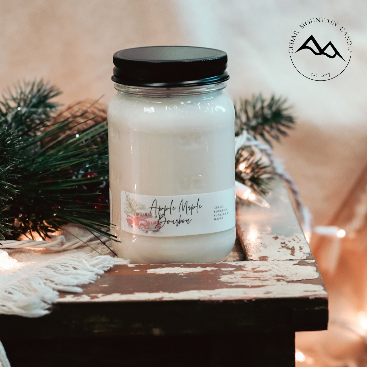 Christmas Farm Truck Mason Jar Candle