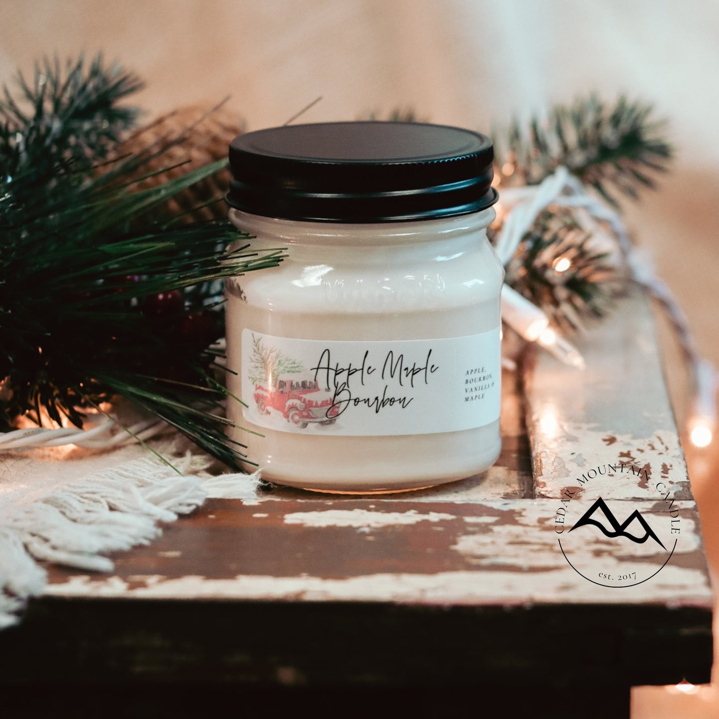 Christmas Farm Truck Mason Jar Candle