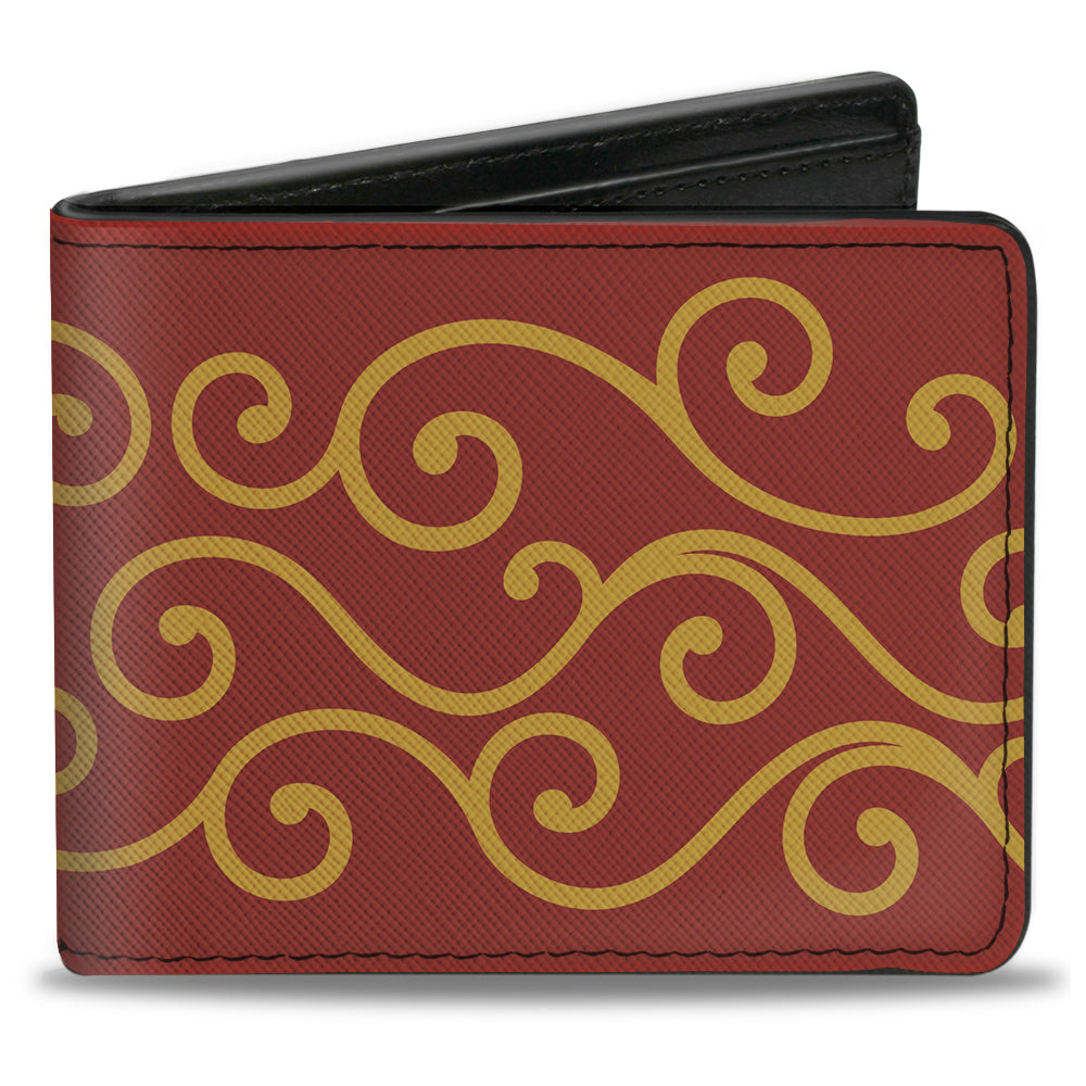 Bi-Fold Wallet - Holiday Trim Swirls Red Gold