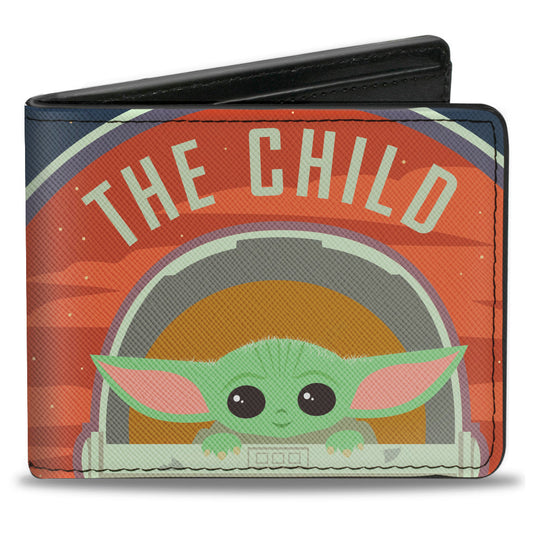 Bi-Fold Wallet - Star Wars THE CHILD Chibi Pod Pose Galaxy Blue White Full Color