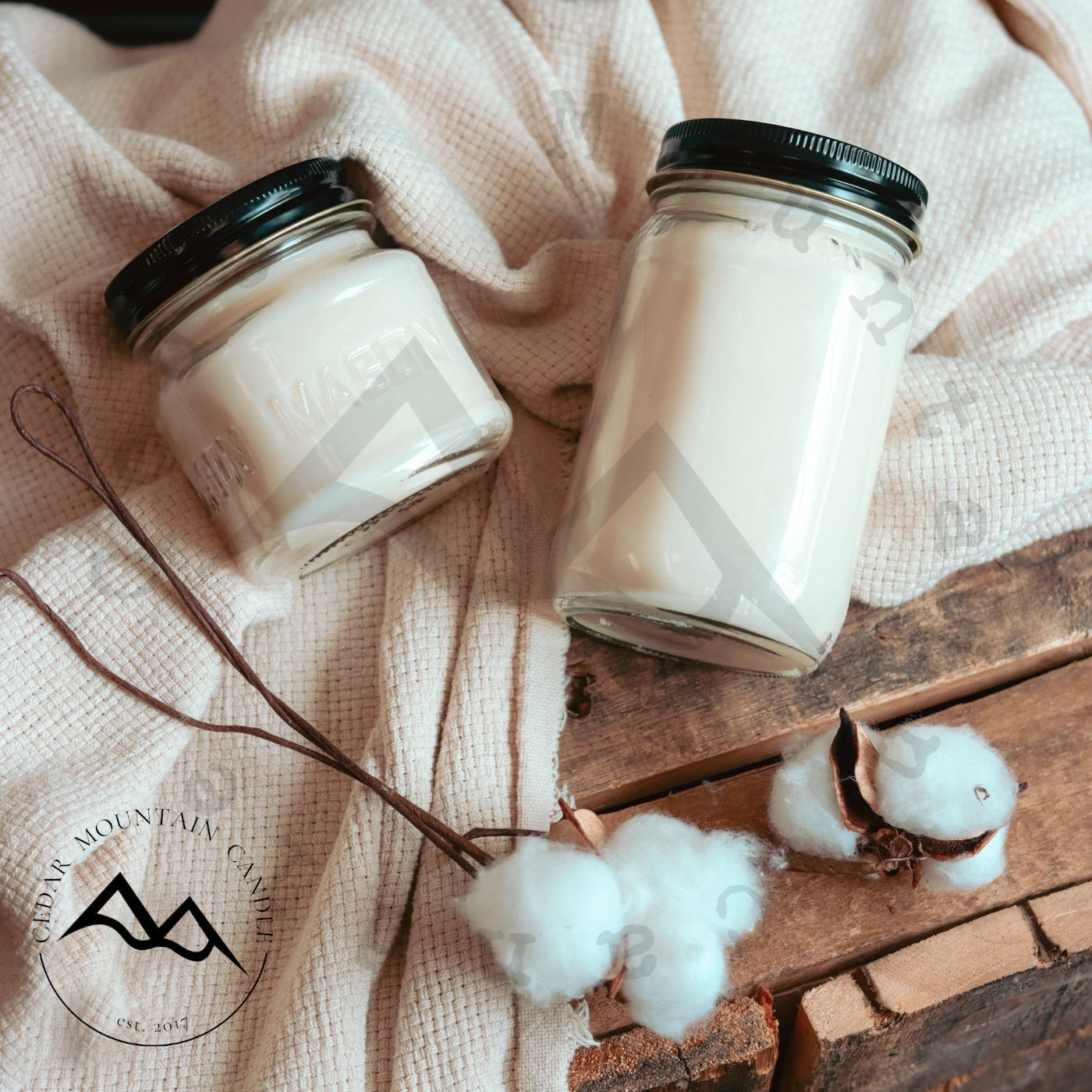 6.5 oz Clear Mason Jar Soy Candle - Winter Market