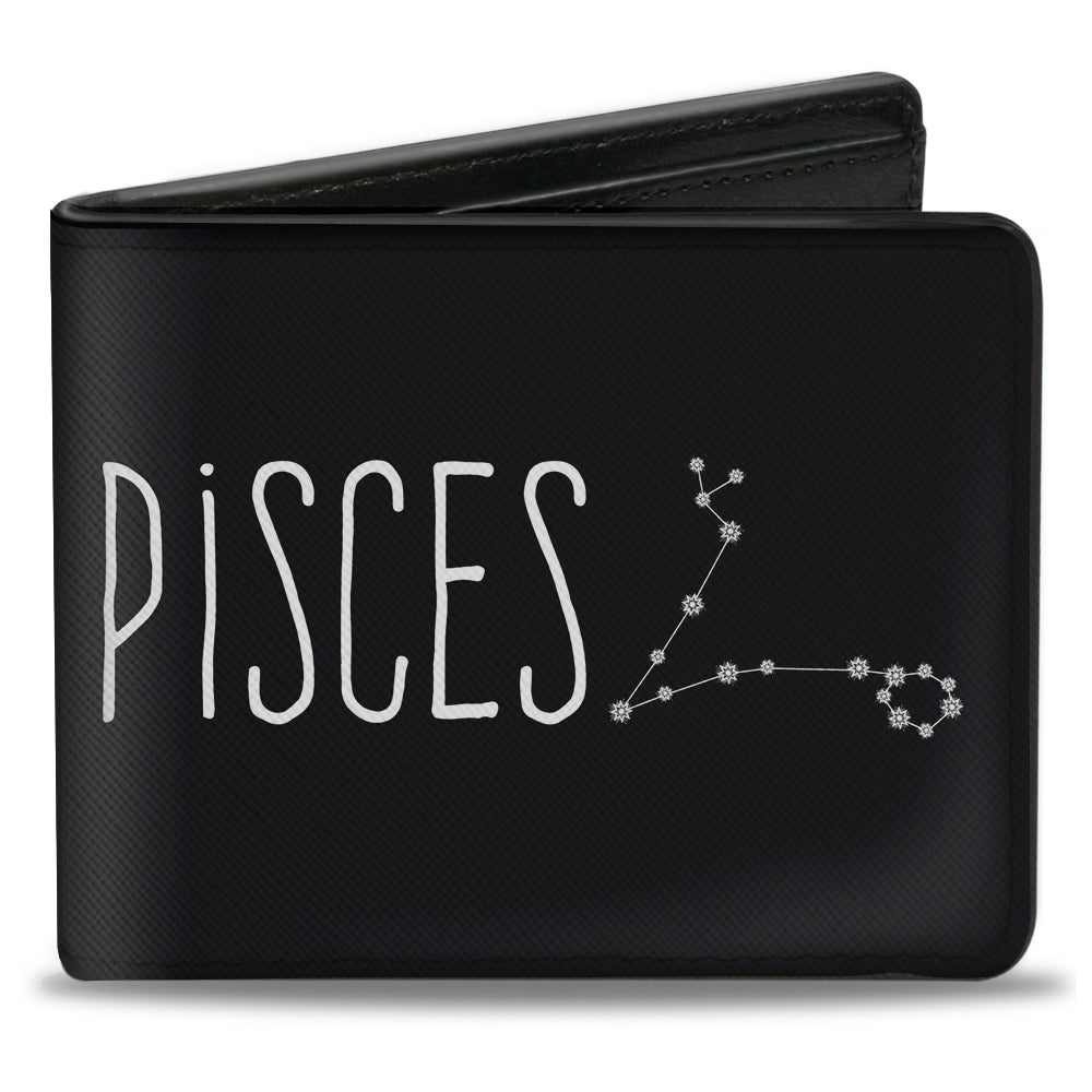 Bi-Fold Wallet - Zodiac PISCES Constellation Black White