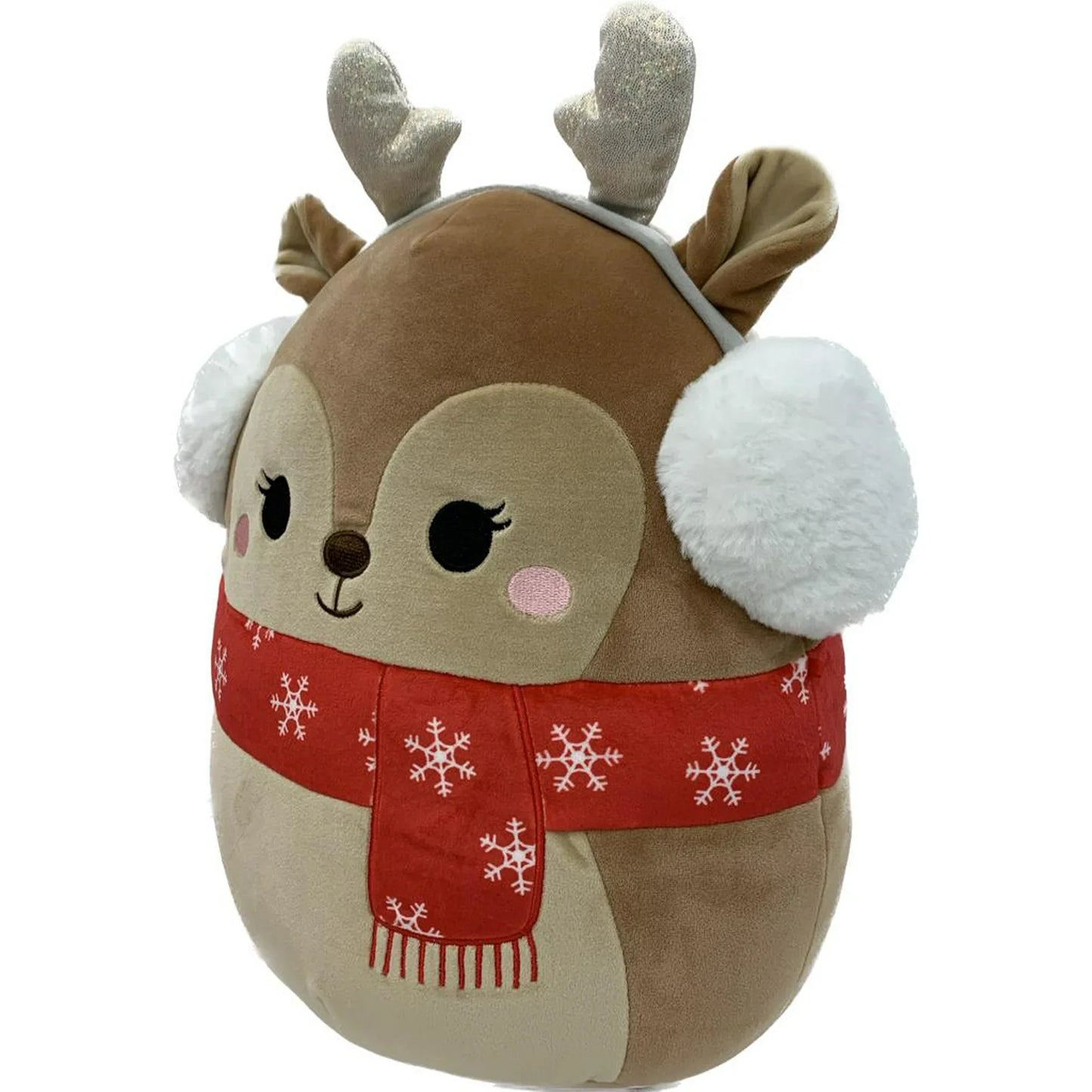 Squishmallows Darla the Reindeer Wearing Red Scarf & Ear Muffs 12" 2023 Christmas Edition Stuffed Plush