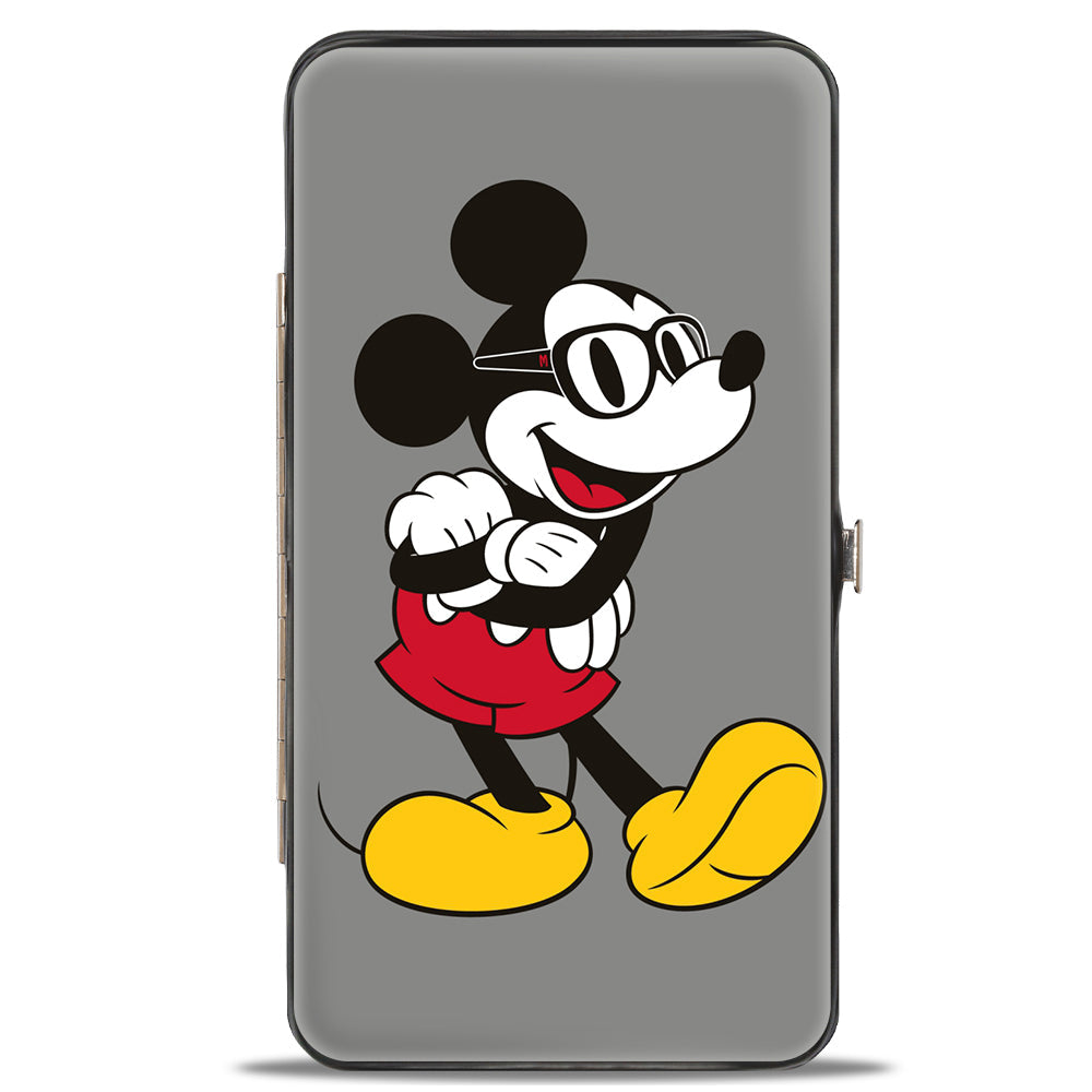 Hinged Wallet - Nerdy Mickey Mouse Arms Crossed + Walking Poses Gray