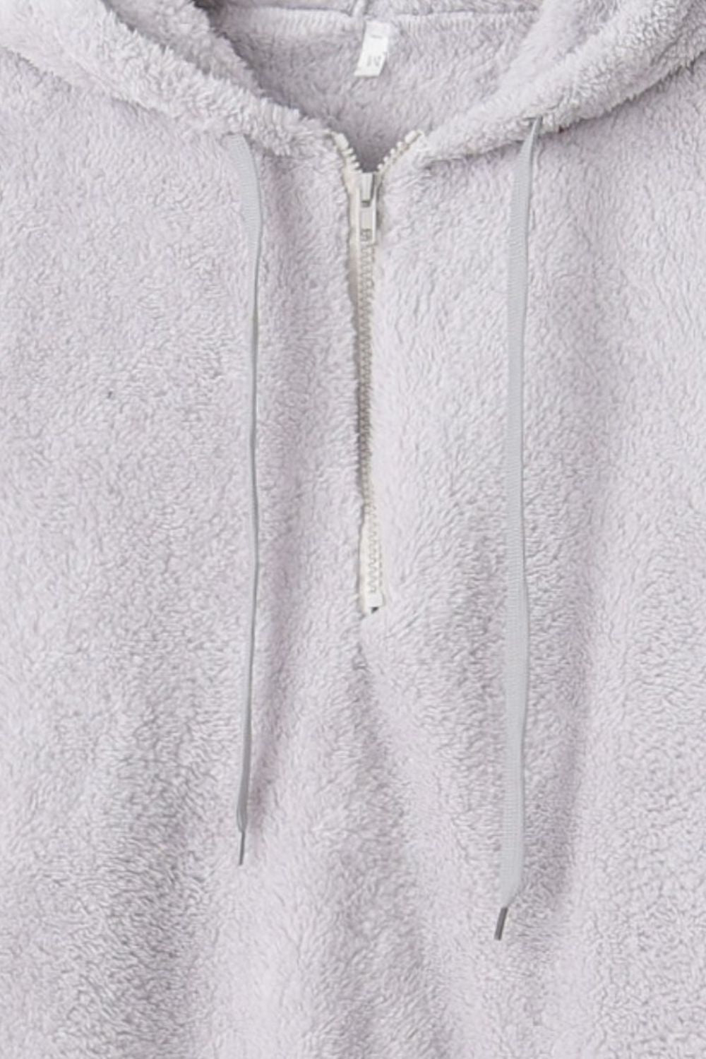 Quarter-Zip Drawstring Teddy Hoodie