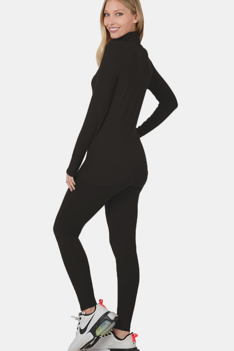 Zenana Turtleneck Top and Leggings Lounge Set