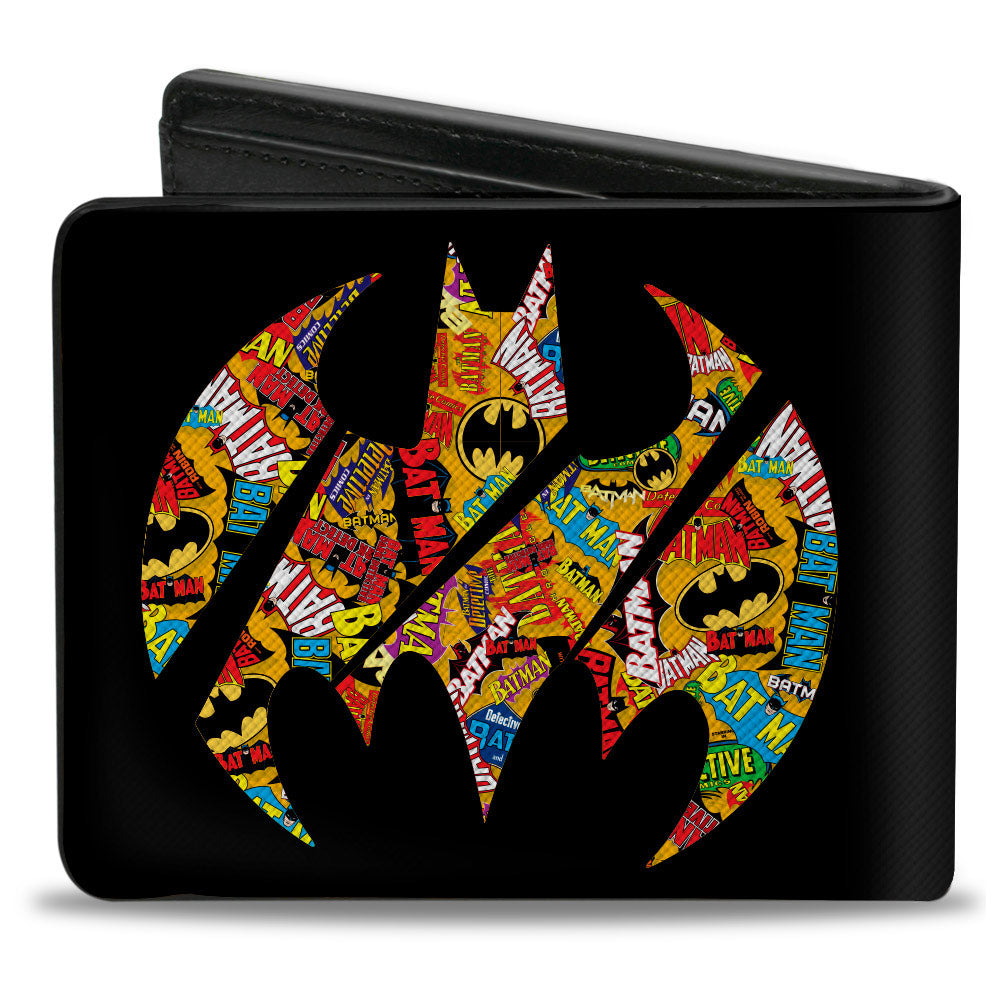 Bi-Fold Wallet - Bat Signal Black Multi Color Logos Stacked