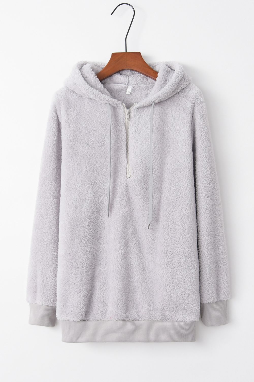 Quarter-Zip Drawstring Teddy Hoodie