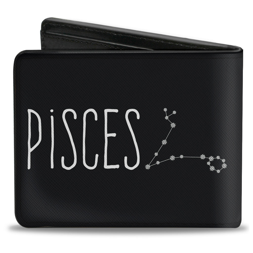 Bi-Fold Wallet - Zodiac PISCES Constellation Black White