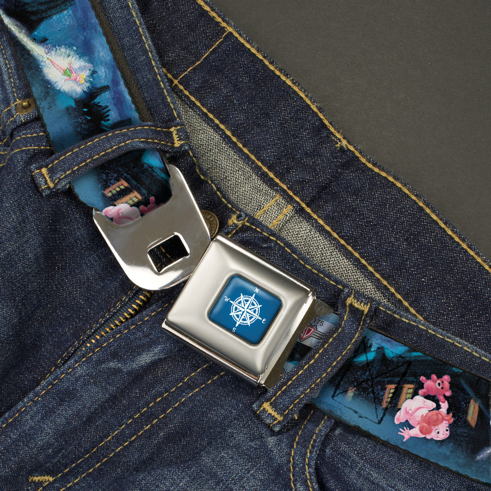 Peter Pan Compass Full Color Blue-Fade White Seatbelt Belt - Peter Pan Group Flying Scene Webbing