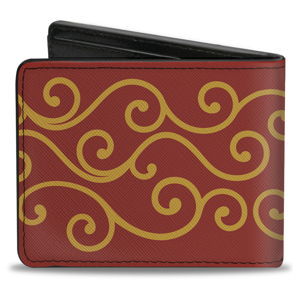 Bi-Fold Wallet - Holiday Trim Swirls Red Gold