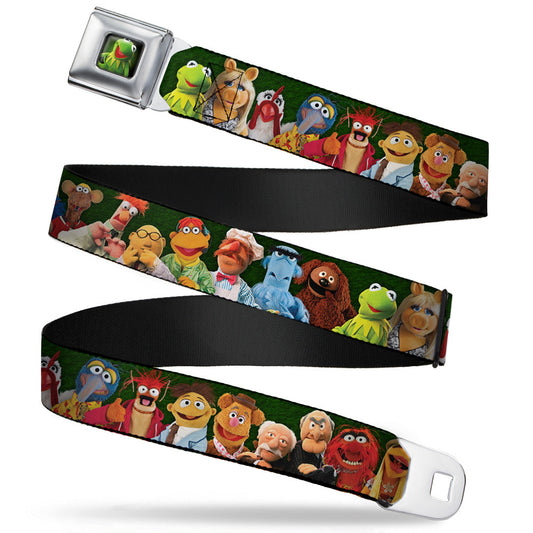 Kermit the Frog Pose Full Color Green Glow Seatbelt Belt - Muppets 20-Character Group Pose Greens Webbing