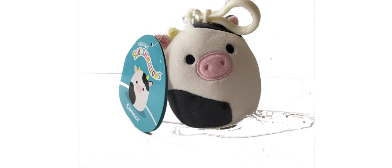 Squishmallows Connor the Cow 3.5" Stuffed Plush Clip