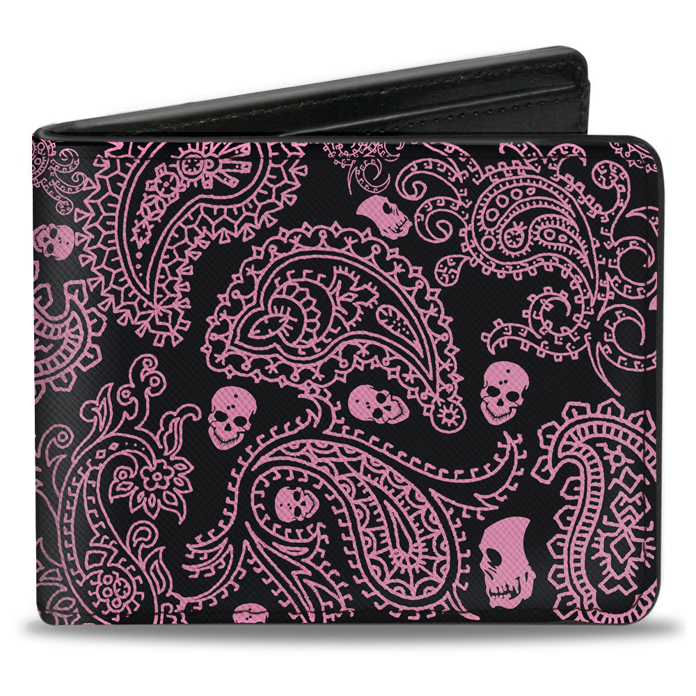 Bi-Fold Wallet - Bandana Skulls Black Pink