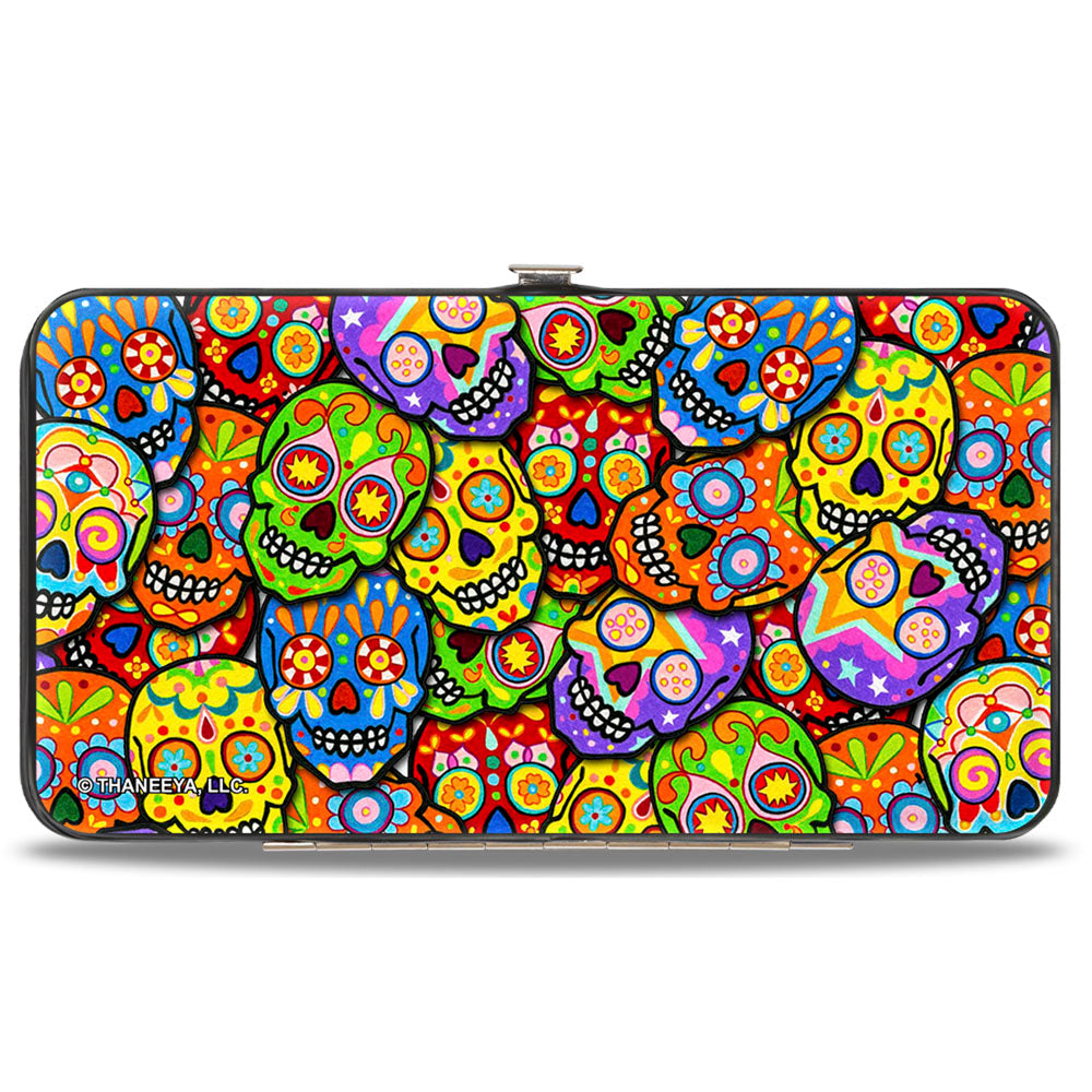 Hinged Wallet - Colorful Calaveras Stacked Multi Color