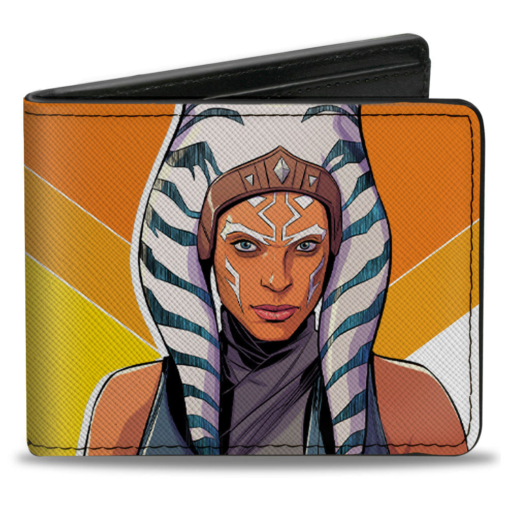 Bi-Fold Wallet - Star Wars The Mandalorian Ahsoka Tano Diamond Pose CLOSE-UP Oranges Yellow White