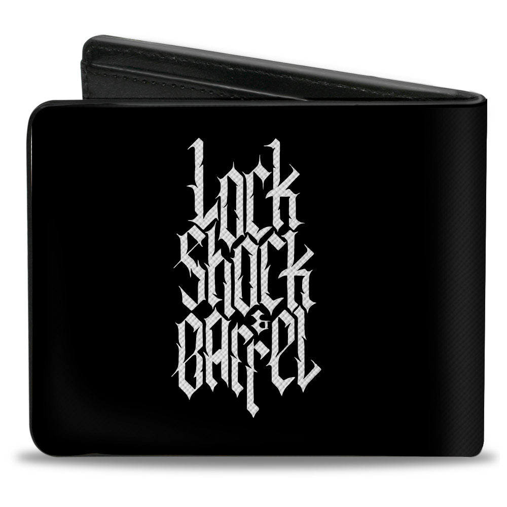 Bi-Fold Wallet - The Nightmare Before Christmas Lock Shock and Barrel Faces + Text Black Red White