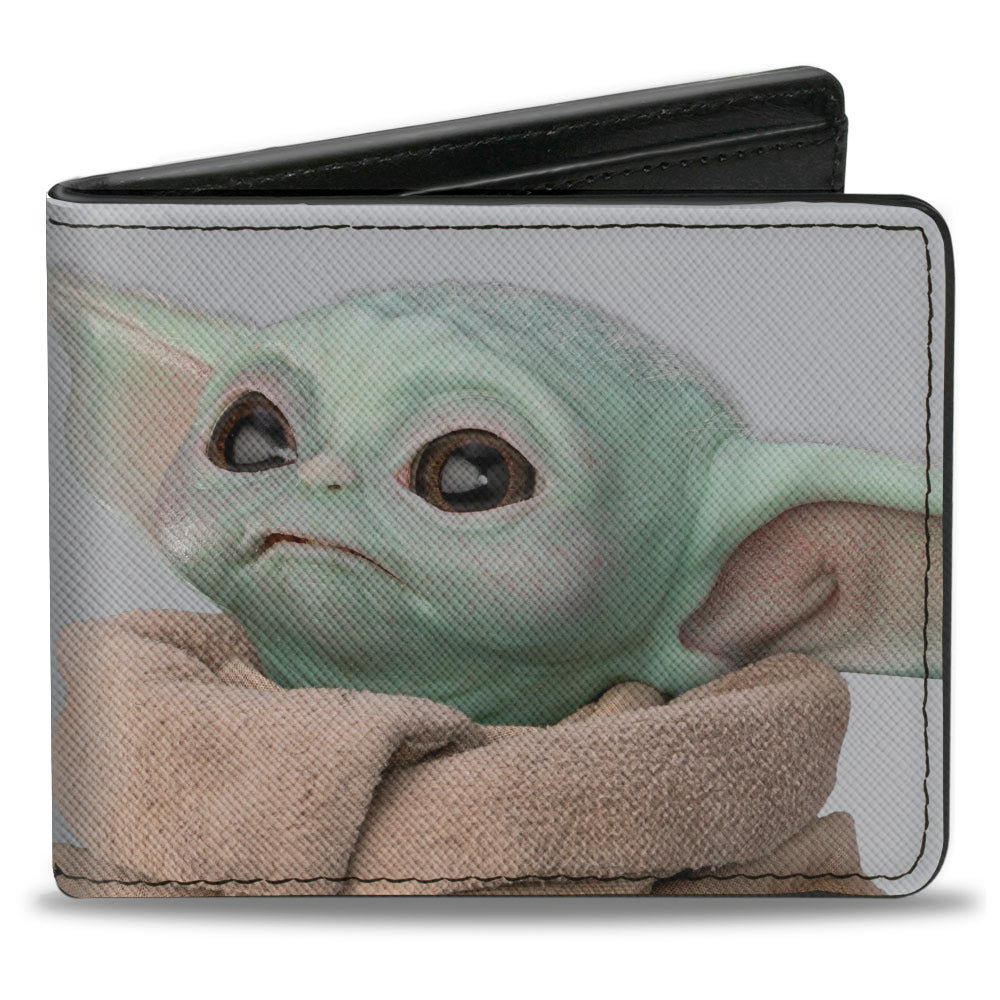 Bi-Fold Wallet - Star Wars The Child Vivid Looking Up Pose + THIS IS MY GOOD SIDE Gray White