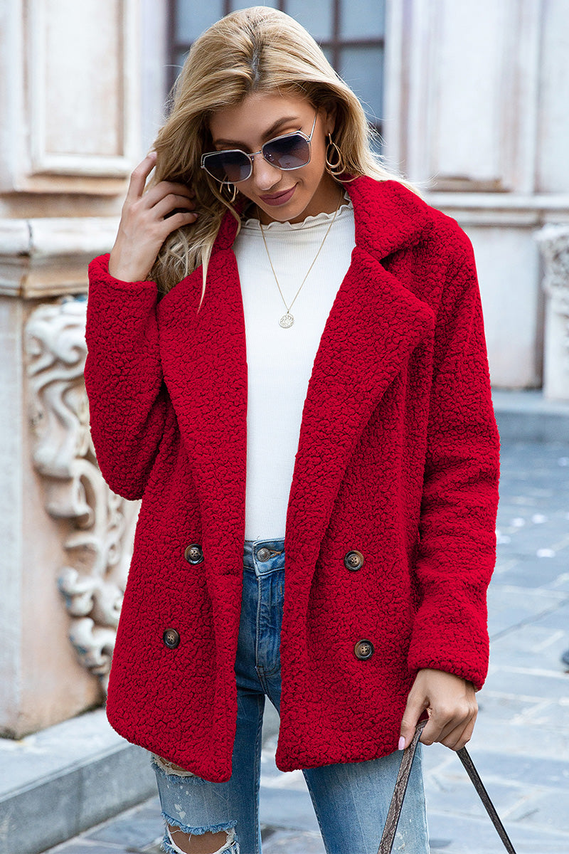 Ivy Lane Lapel Collar Sherpa Coat