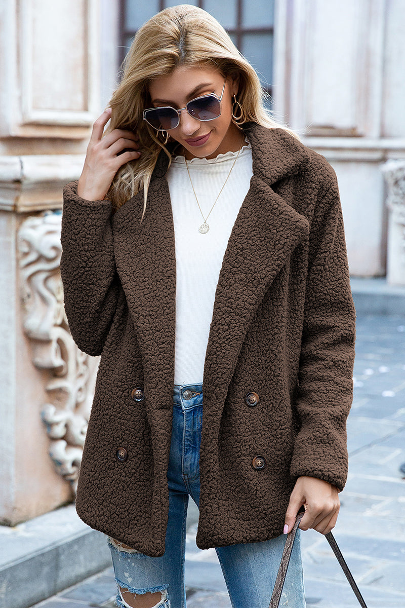 Ivy Lane Lapel Collar Sherpa Coat