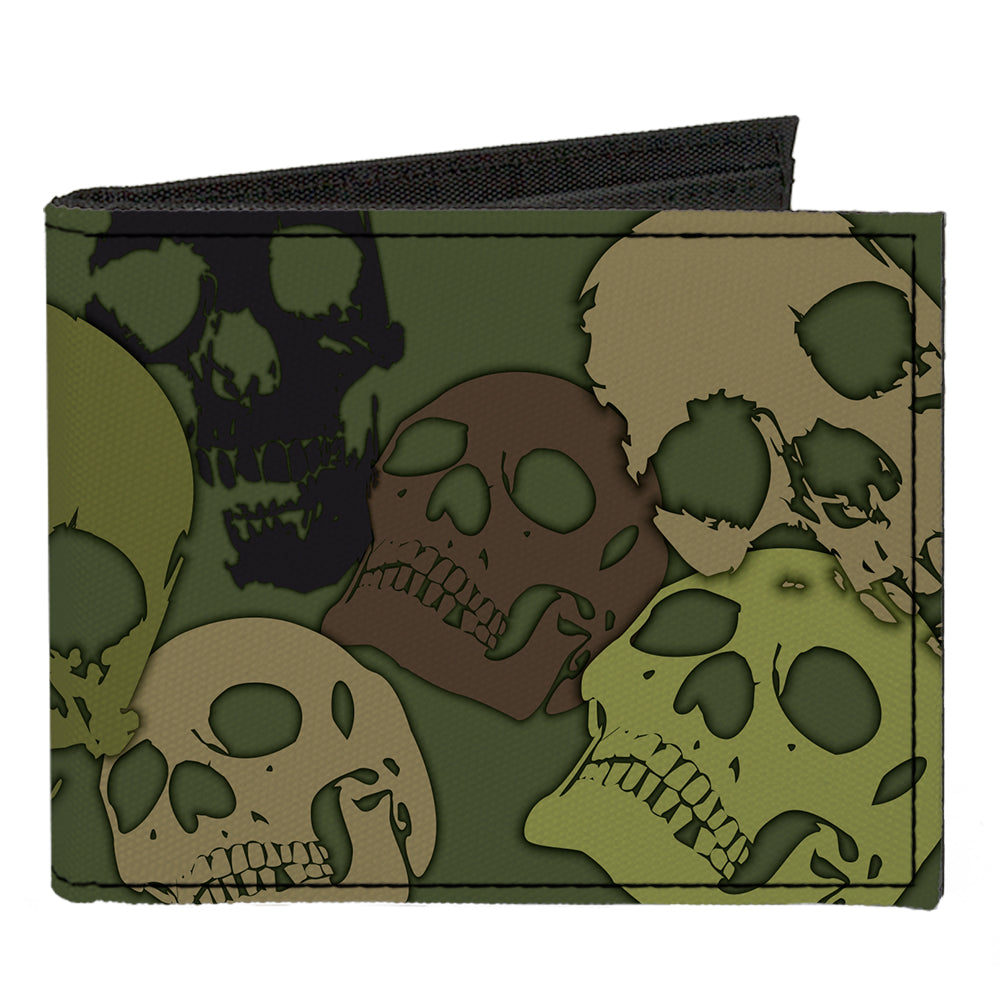 Canvas Bi-Fold Wallet - Camo Olive Skull Yard