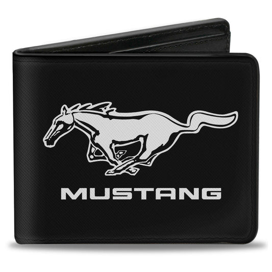 Bi-Fold Wallet - Ford Mustang Black White Logo CENTERED