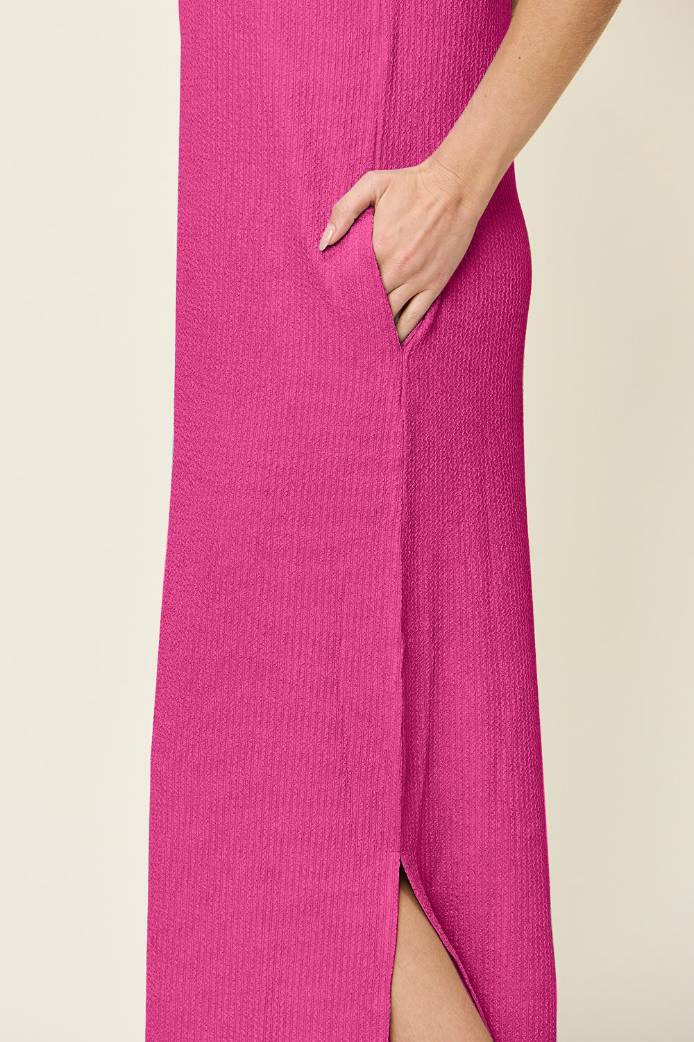 Double Take Texture Mock Neck Sleeveless Maxi Dress