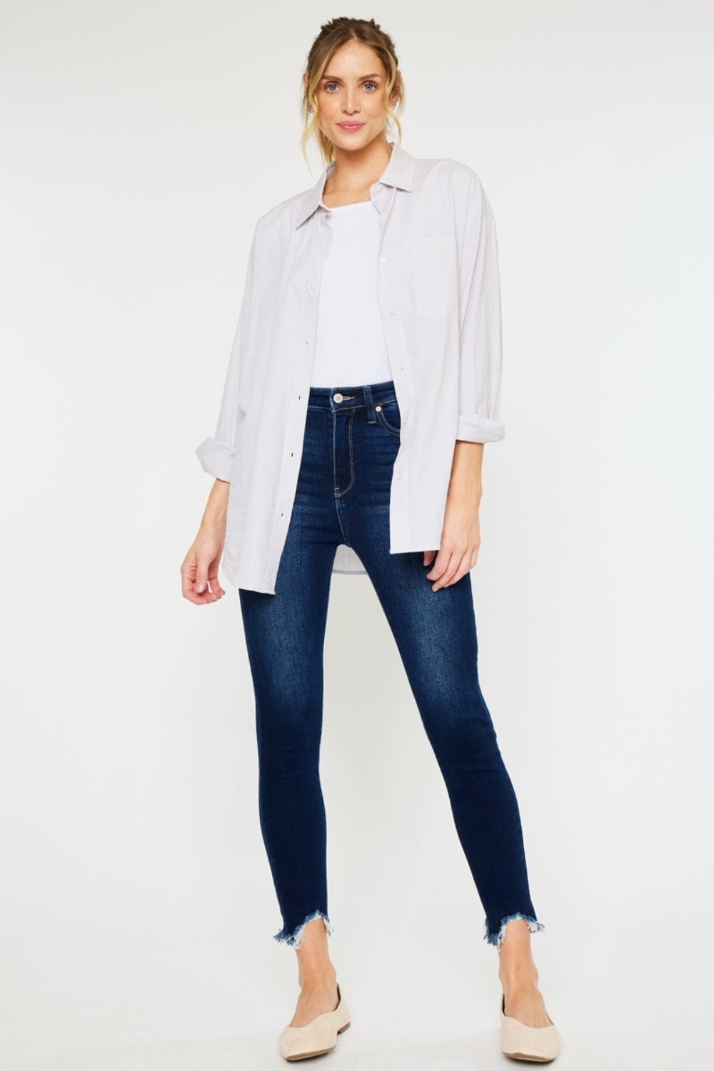 Kancan High Rise Frayed Ankle Skinny Jeans