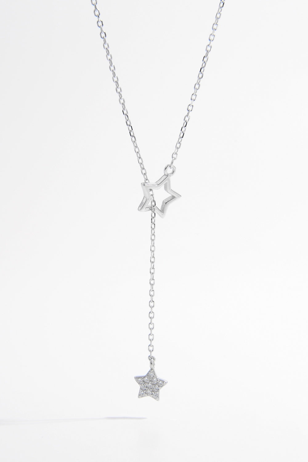 925 Sterling Silver Zircon Star Drop Necklace