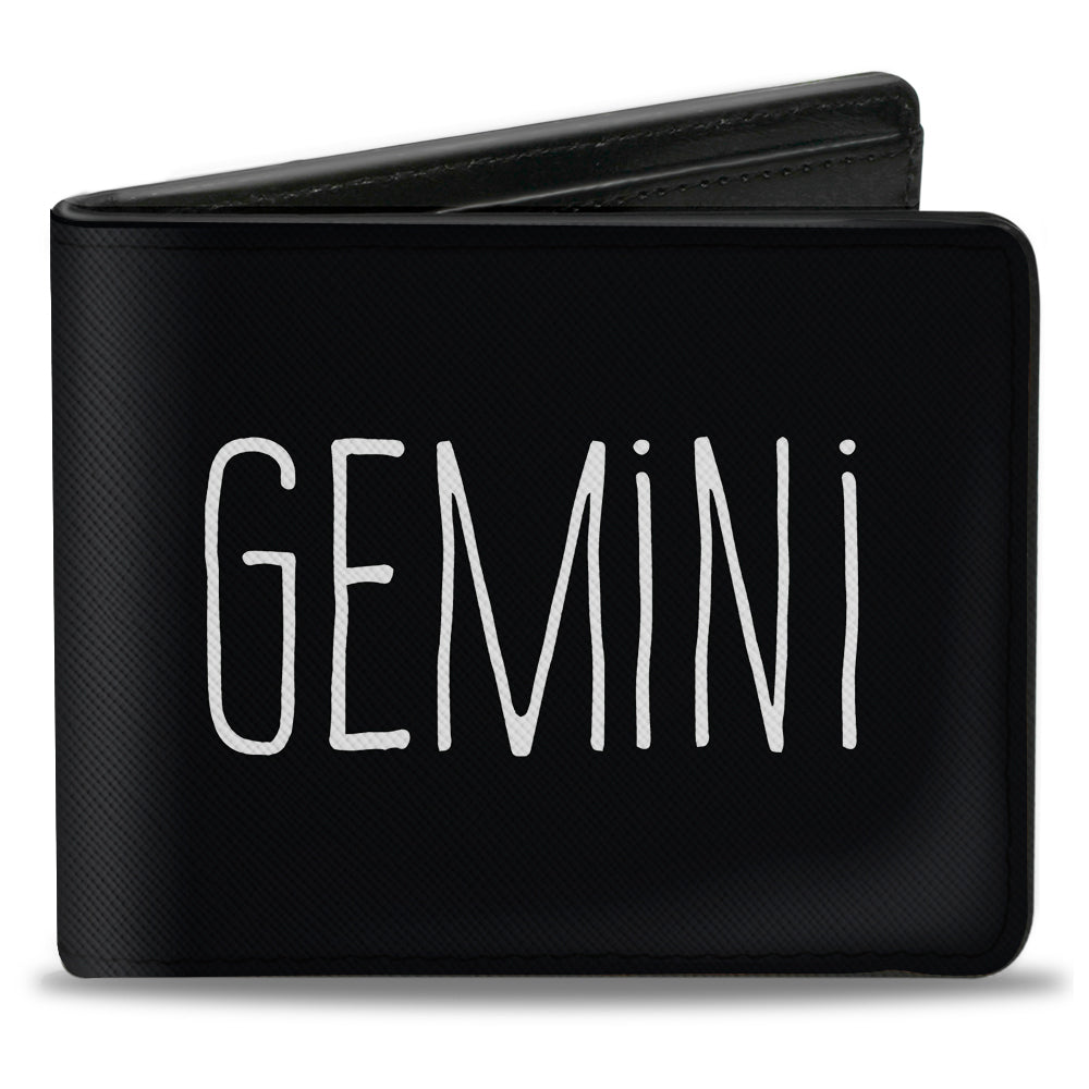 Bi-Fold Wallet - Zodiac GEMINI Symbol Black White