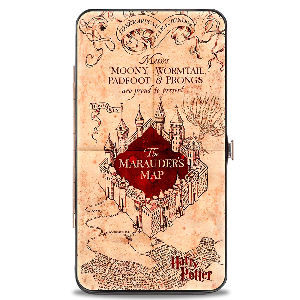 Hinged Wallet - Hogwarts School THE MARAUDER'S MAP Tan Reds