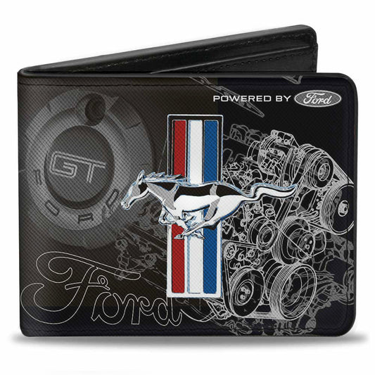 Bi-Fold Wallet - Mustang Tri-Bar Stripe GT Motor Blueprint