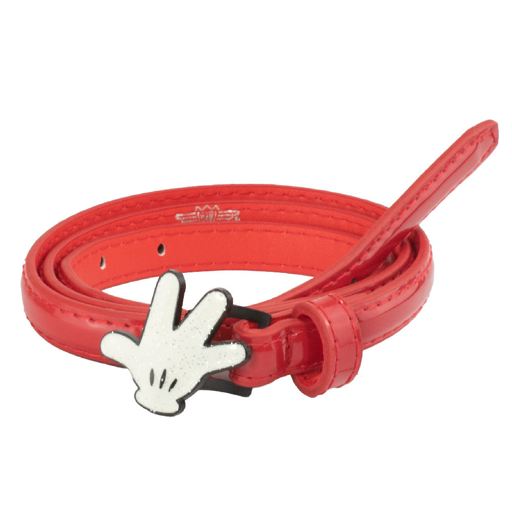 Mickey Mouse Hand Cast Buckle - Red Patent PU Strap Belt